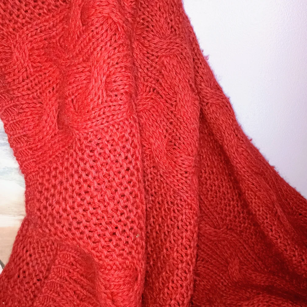 Restoration Hardware Deep Red Cable Knit Throw